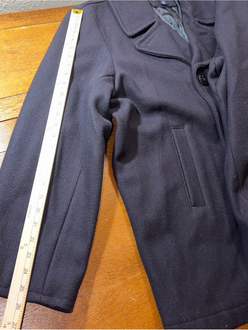 Lands End Men’s Navy Blue Wool Blend Peacoat Jacket Size XXL Double Breasted - Picture 6 of 9